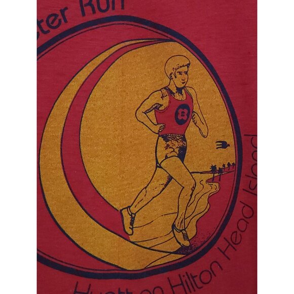 Vintage 1980 10K Run Hyatt On Hilton Head Island Red Single Stitch T-Shirt XL - Picture 5 of 8